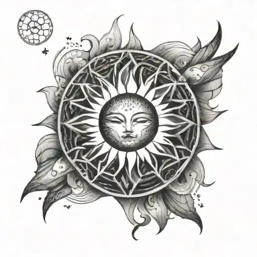 A Stylized Sun With Three Beams Of Light Forming The Initials Of The Client's Daughters' Names
