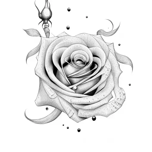 Letter T With Rose Coming From It