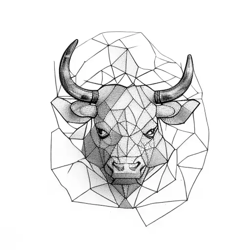 Bull One Half Realistic One Half Polygon