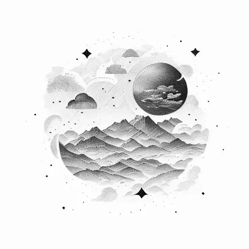 A View Of The Sky With Two Parrellel Lines Through Which The Space Appears Colourful