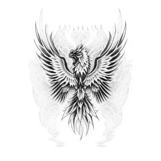 Realistic Black And White Phoenix Tattoo Sleeve