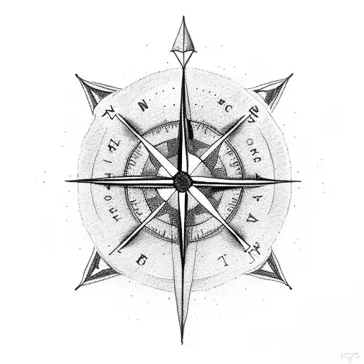 Traveller Compass With An Arrow Going Through It And Water