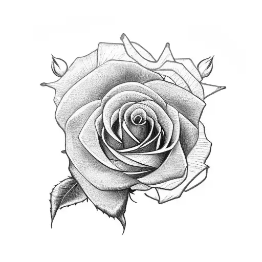 Rolled Wooden Cane With A Rose On White And