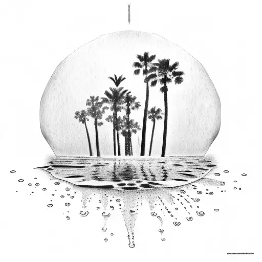 Palmtree With Water And Building
