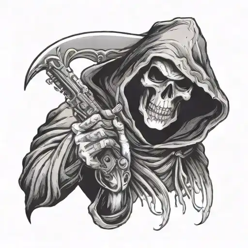 Grim Reaper Holding A Smoking Gun