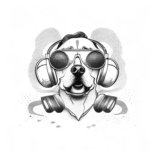 A Stylized Dog Wearing Headphones And Sunglasses
