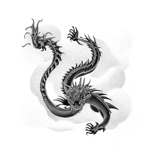 Black Dragon On Human's Back