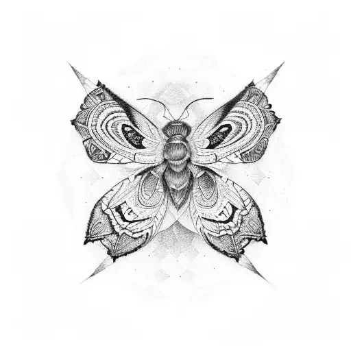 Black And White Moth And Mandala