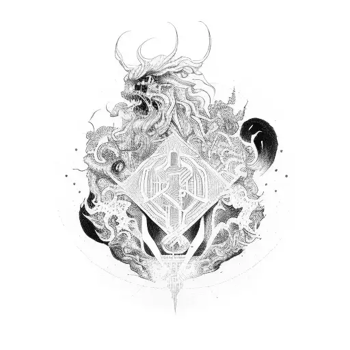 Create A Background With An Empty Middle For A Peice That Has Meaning Of Heaven And Hell