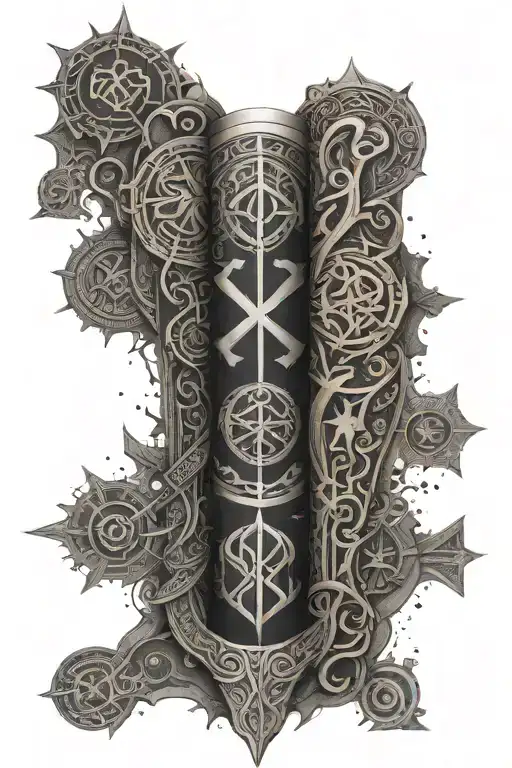 Norse Runes And Symbols Wrap Around Leg Sleeve