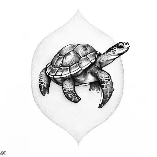 Diamond And Inside Palm Leaf And Turtle