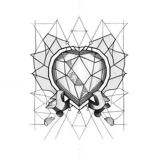 Create A Geometric Heart Tattoo With The Word 'Dad' Hidden Within The Design