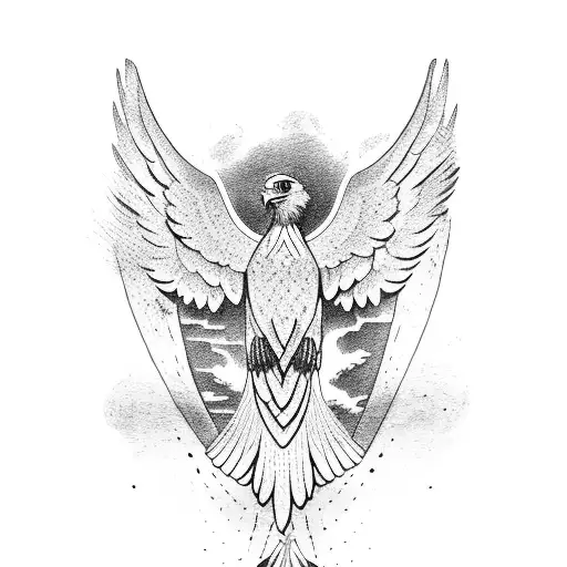 An Eagle Soaring Through The Sky With Hieroglyphics Forming Its Wings