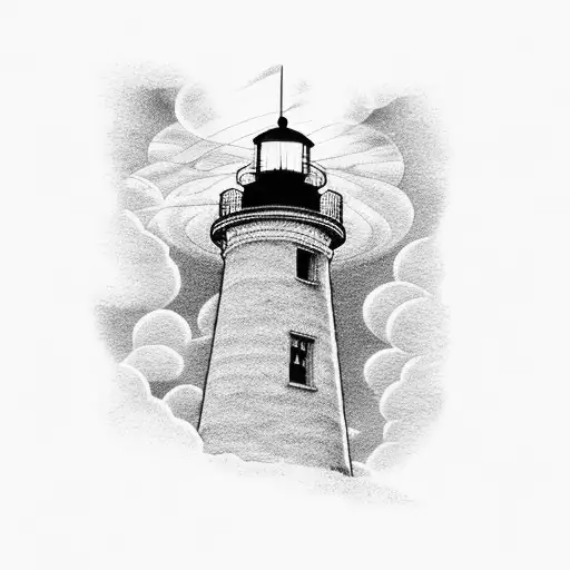 Lighthouse With Rain And Clouds
