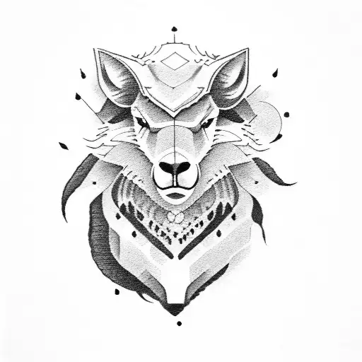 A Black Sheep Beating A Wolf By Holding It Under His Arm