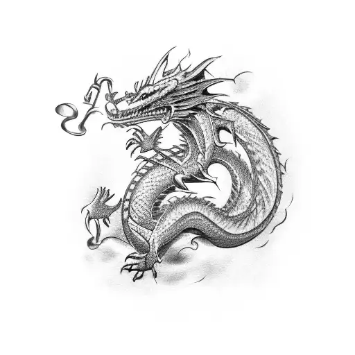 Dragon Imgraved In An Text The Text Is Upside