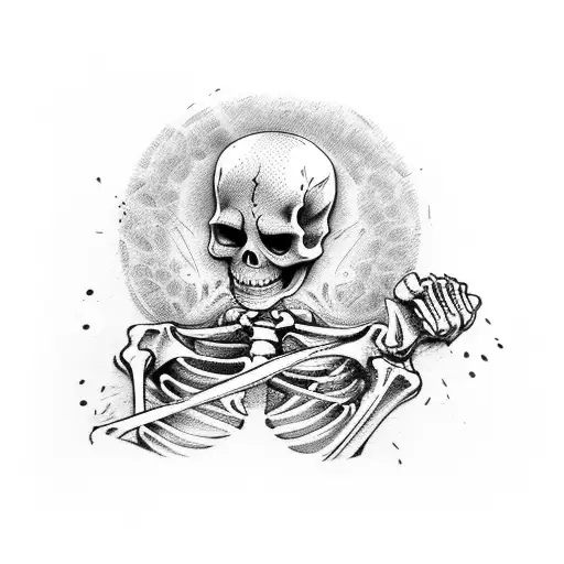 Skeleton Bent Over Giving Thumbs Up