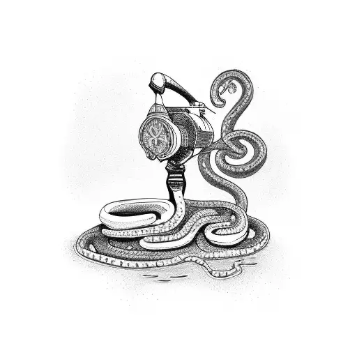 An Old-fashioned Telephone Wrapped Around A Snake With A Rustic Southern Twist