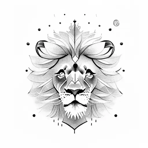 Lion Playing Cello And Looking The Sky