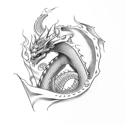 Upside Text With A Dragon