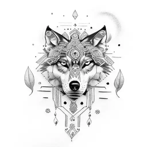 Indian Lady With Wolf