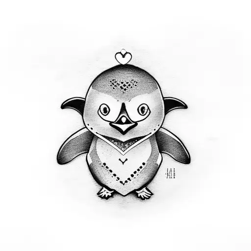 Penguin With Heart And Ems