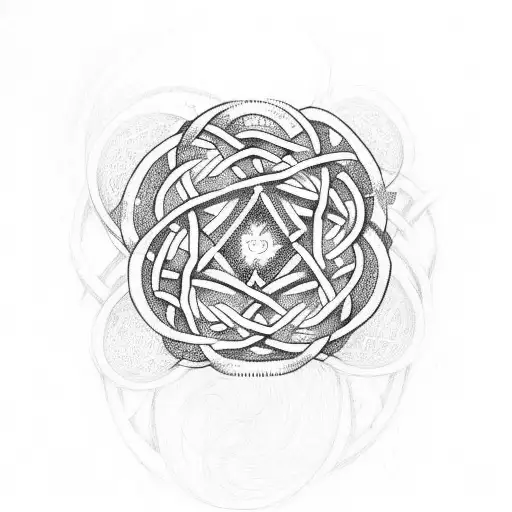 Design A Dotwork Tattoo Of A Celtic Knot With Mythological Creatures Intertwined