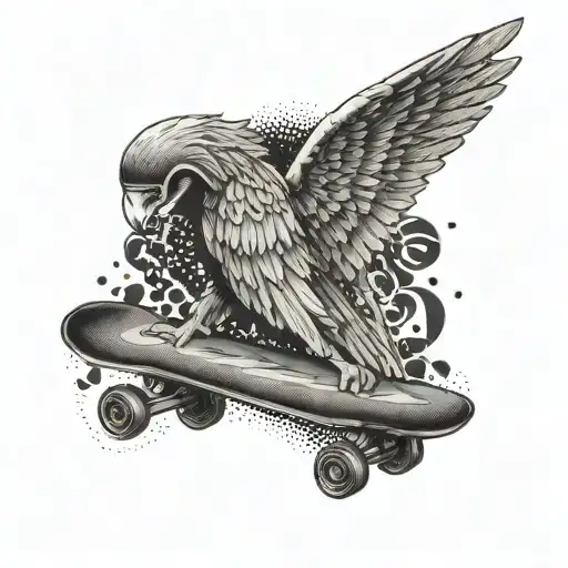 Skateboard With Angel Wings