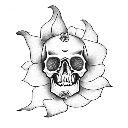 Witch Skull With Roses In Their Eyes
