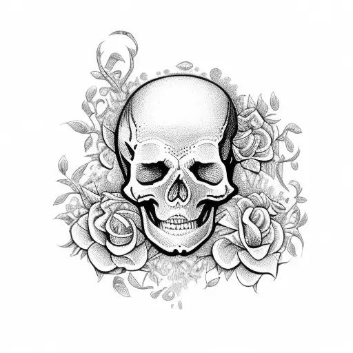 Skeleton With Flowers And Butterflies