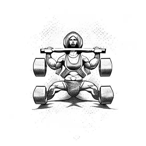 An Abstract Representation Of A Weightlifting Scene With A Subtle Religious Element