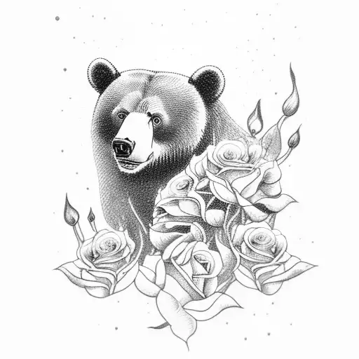 Bear Cub With Roses