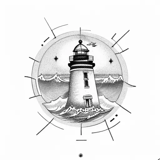 Lighthouse In A Stamp Clean Lines No Shading