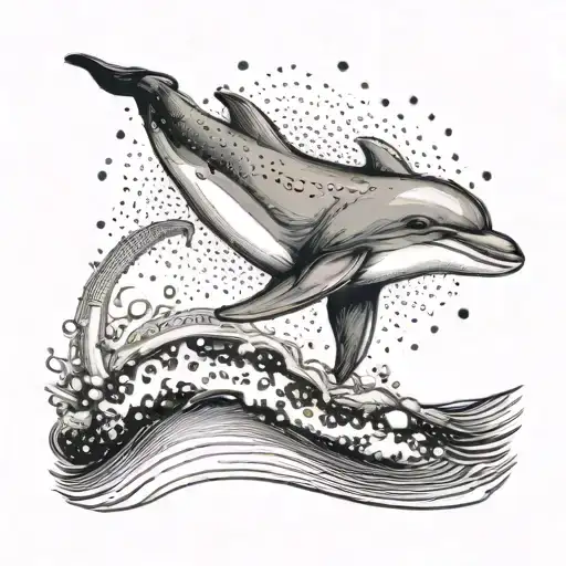 A Dolphin Leaping Out Of The Water Near The Coast Of Concarneau