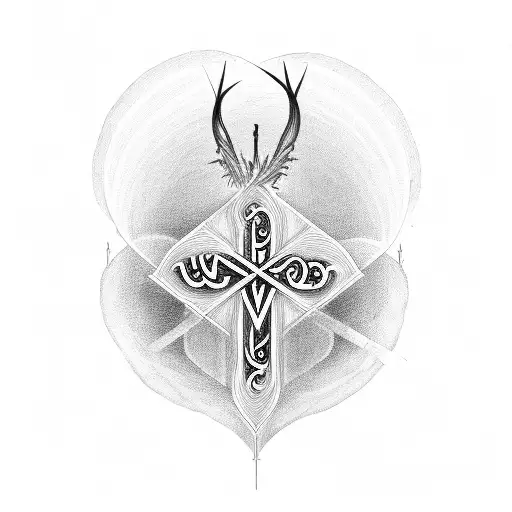 Word Yhwh With A 3D Cross And Heart Incorporatet