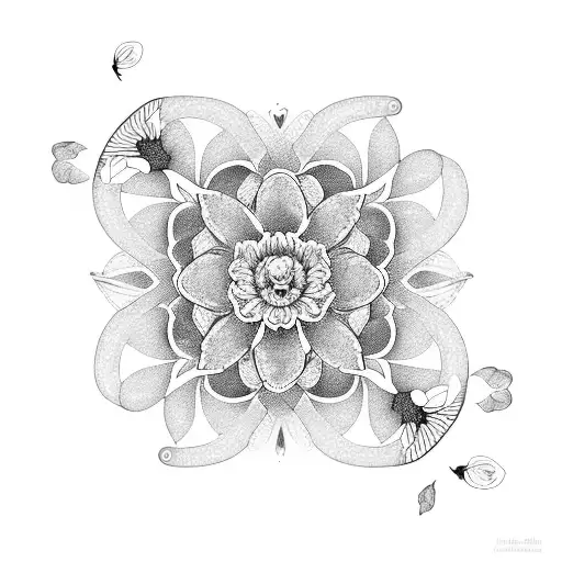 A Bird And Peony Flower Intertwined In A Mesmerizing Mandala Design