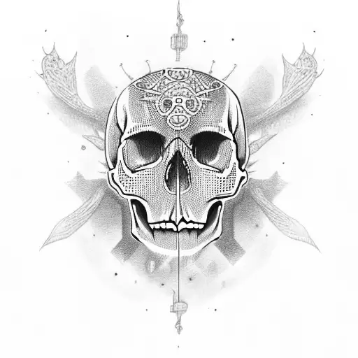 Skull On Chest With Green Eyes