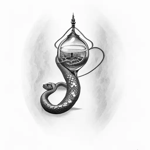 Broken Hour Glass With Sand Becoming Snake