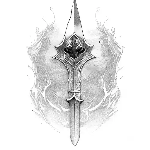 Sword In Back Shoulder With Red Blood