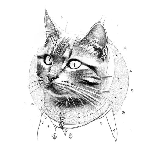 Cat Face With Armor And Decoration