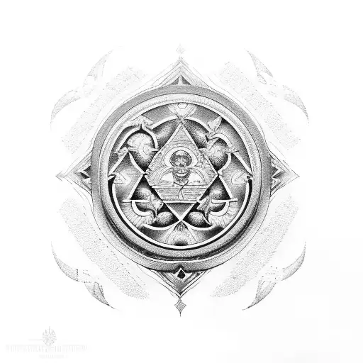 Epicurean Philosophy Symbol With Roman Empire Motifs