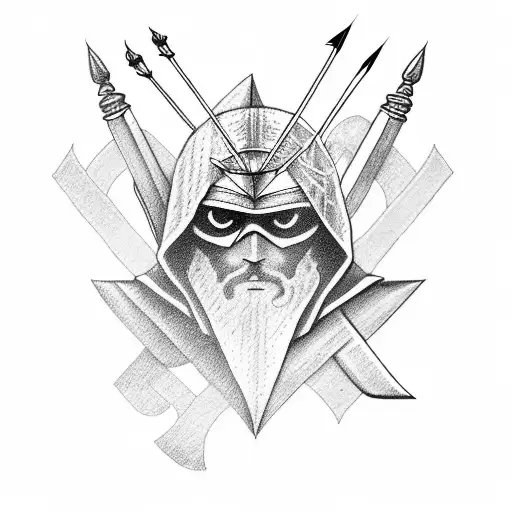 Arrow With With Greek Mythology Tattoo On Hand