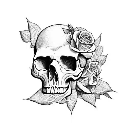 Skull And Snake Roses And Thorns