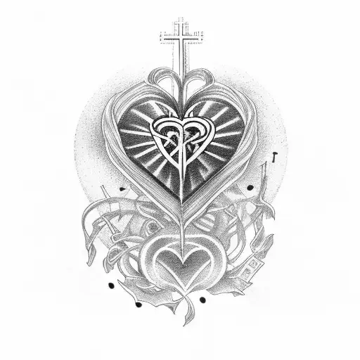 Sacred Heart With Music Notes