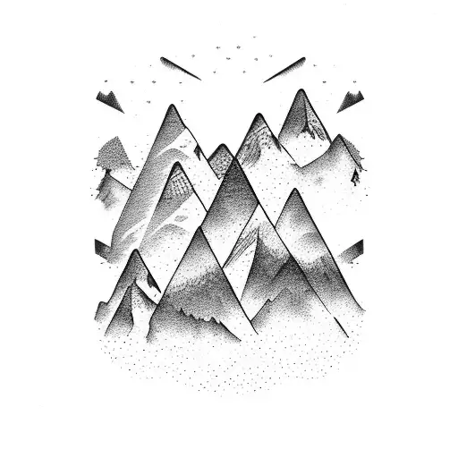 A Mountain Range Silhouette With Rock Music Notes As The Peaks