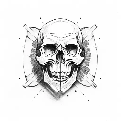 Skull With Red Lines
