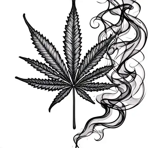 A Detailed Cannabis Leaf With Smoke Swirling Around It