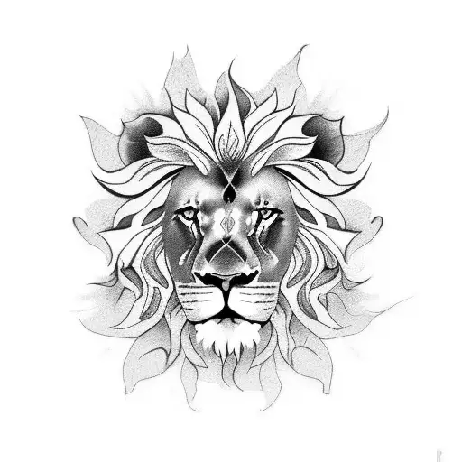 Lion With Half Face Sunflowers