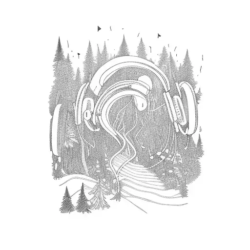 A Winding Path Through A Forest With Headphones Playing Music