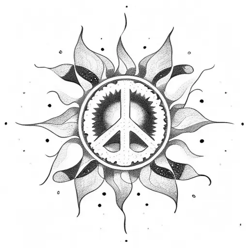 Peace Sign And Sun Hippie Flower